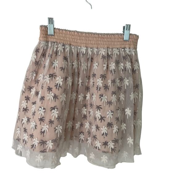 Scotch R'Belle Girls Cream & Palm Tree Skirt-Embroidered Lace Overlay SZ 10 - Picture 1 of 6